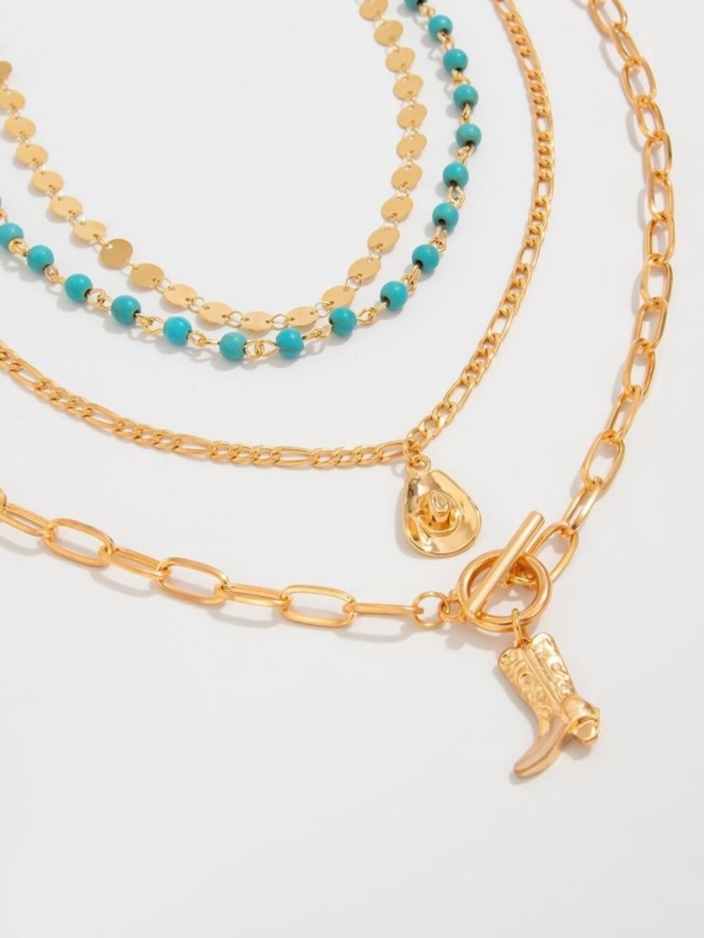 Layered Boho Necklaces for Women Turquoise Western Jewelry for Women Cactus Ox-H - Picture 3 of 7